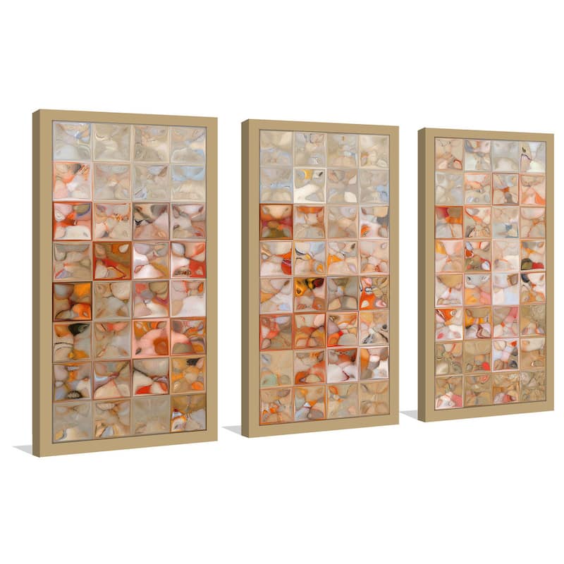 Mark Lawrence "Orange And Beige Max" Framed Plexiglass Wall Art Set of 3