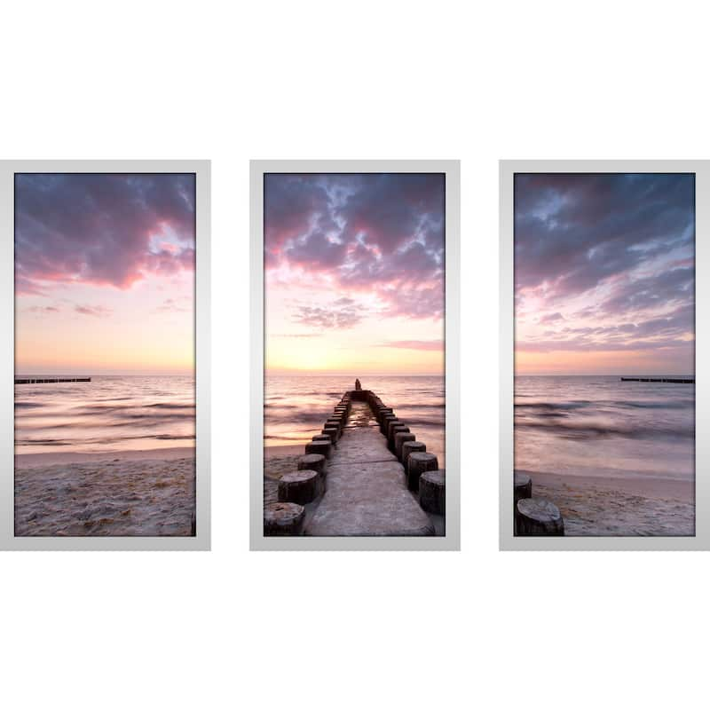 "Sunset Waters" Framed Plexiglass Wall Art Set of 3 - 17.5 Inches X 33.5 Inches X 1 Inches Each