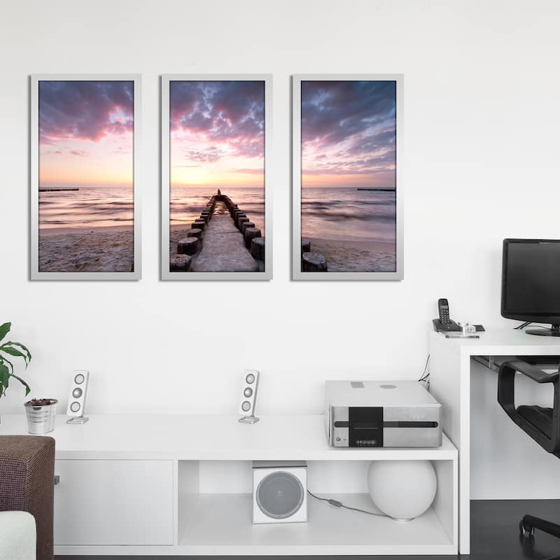 "Sunset Waters" Framed Plexiglass Wall Art Set of 3