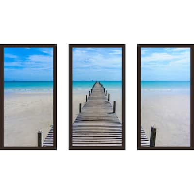 "Dock Waters 2" Framed Plexiglass Wall Art Set of 3