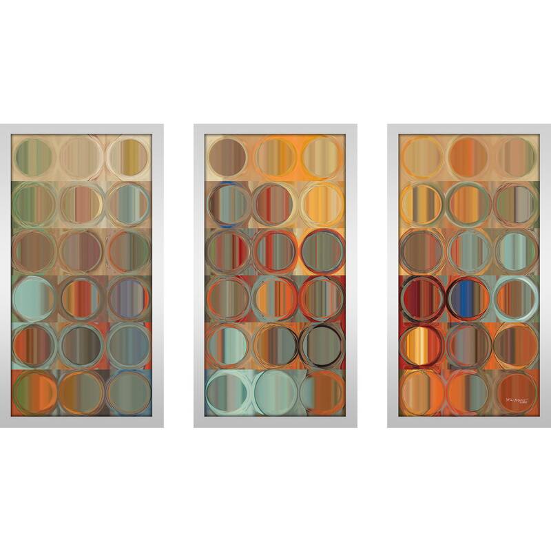 Mark Lawrence "Circles And Squares 15 Max" Framed Plexiglass Wall Art Set of 3