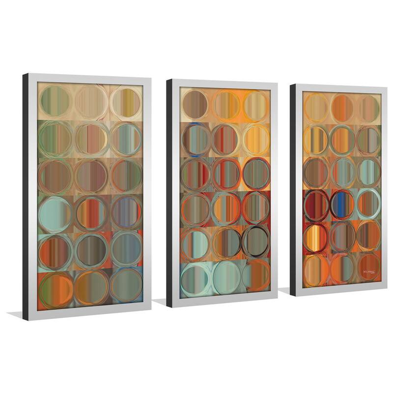 Mark Lawrence "Circles And Squares 15 Max" Framed Plexiglass Wall Art Set of 3