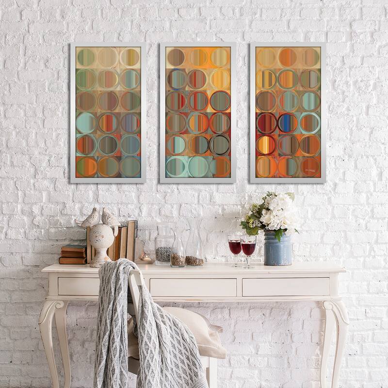 Mark Lawrence "Circles And Squares 15 Max" Framed Plexiglass Wall Art Set of 3