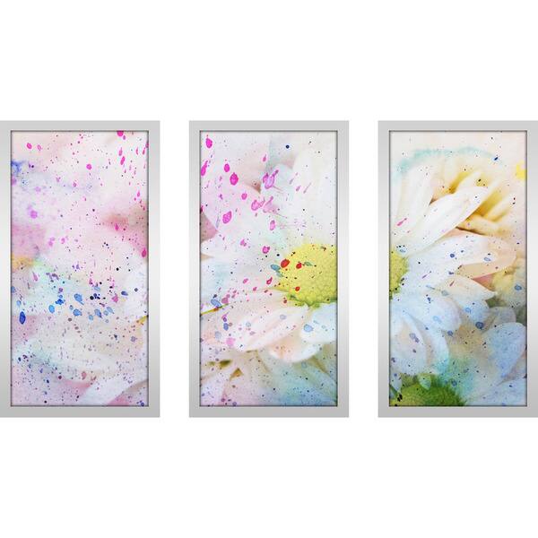 "Flower Splatter 2" Framed Plexiglass Wall Art Set of 3 Bed Bath