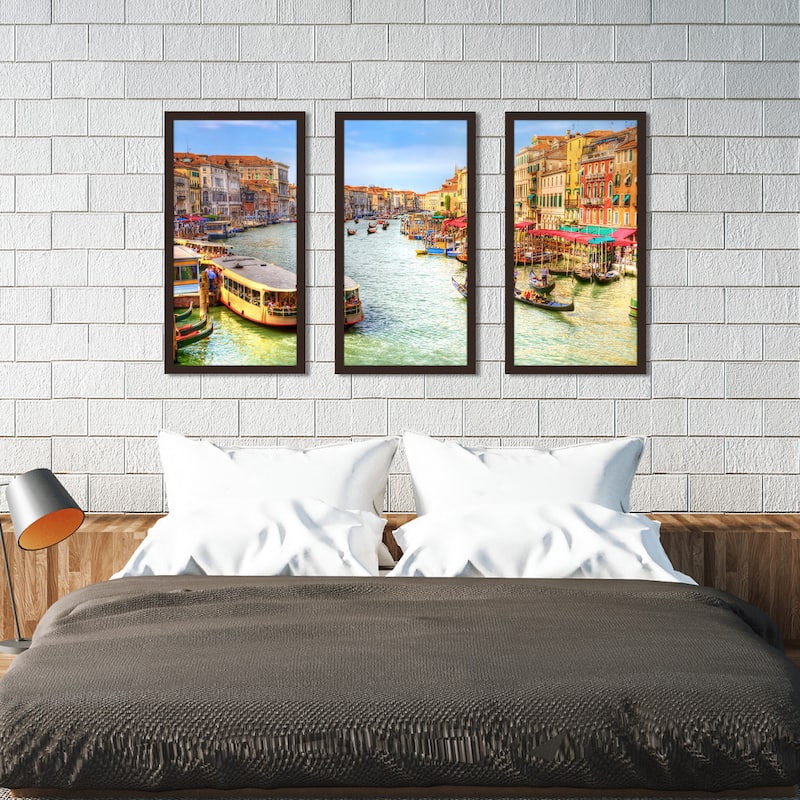 "Venice, Italy" Framed Plexiglass Wall Art Set of 3