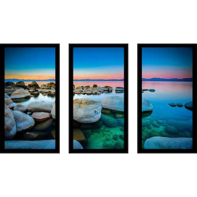 "Blue Waters" Framed Plexiglass Wall Art Set of 3