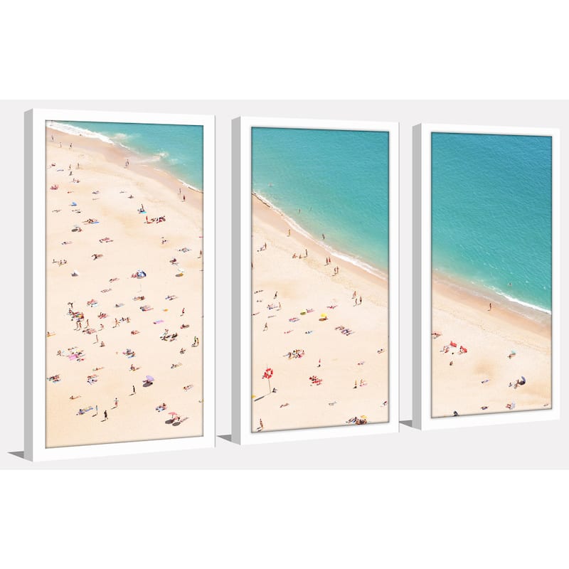 "Beach Please V" Framed Plexiglass Wall Art Set of 3