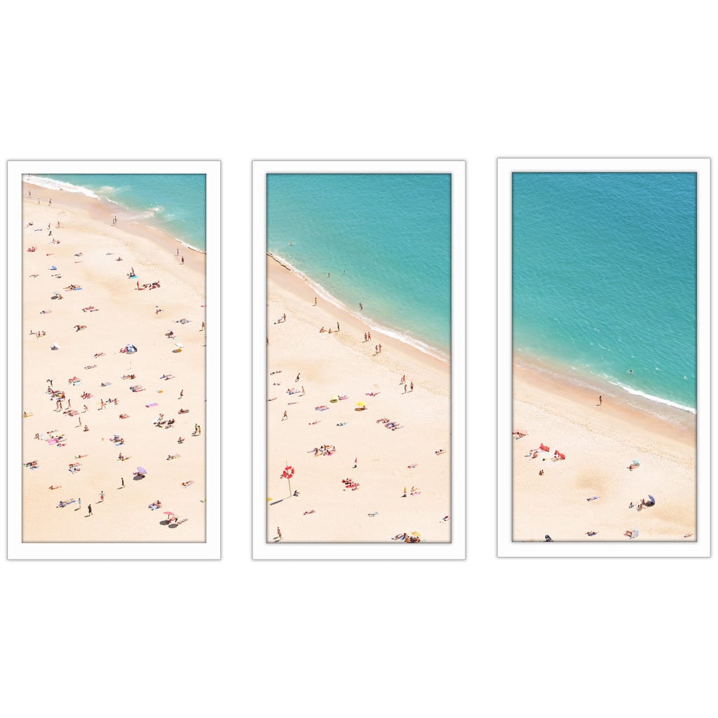 "Beach Please V" Framed Plexiglass Wall Art Set of 3