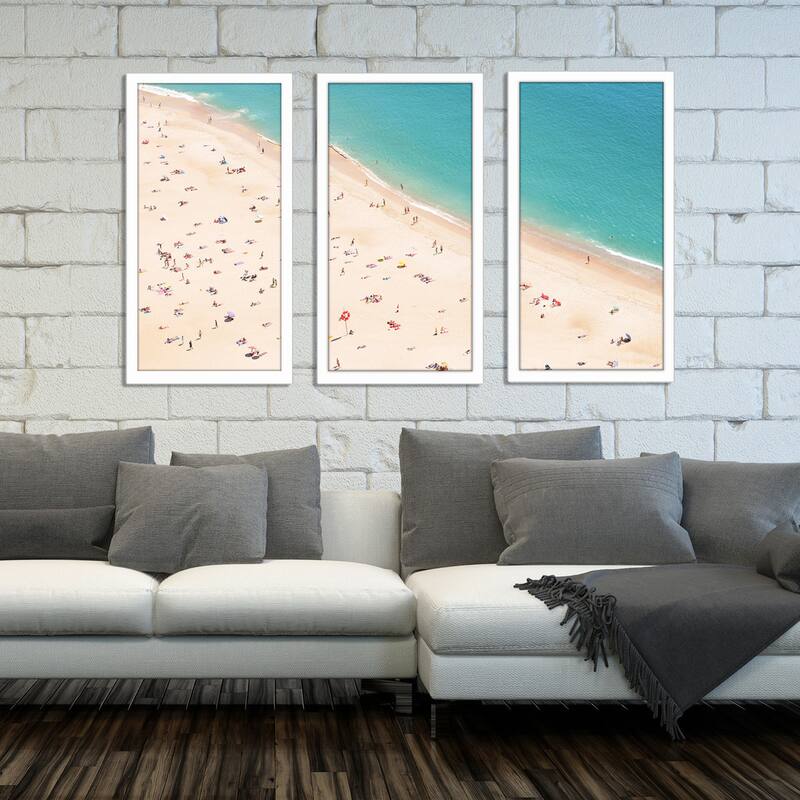 "Beach Please V" Framed Plexiglass Wall Art Set of 3