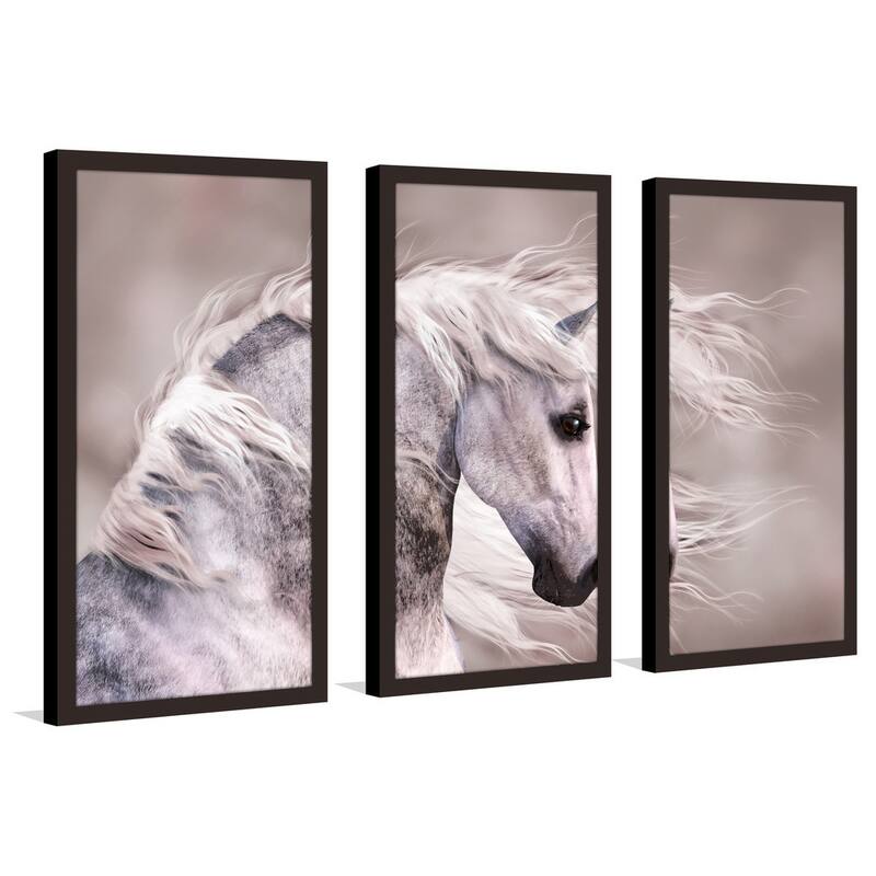 "White Beauty 1" Framed Plexiglass Wall Art Set of 3
