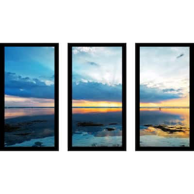 "Ocean Reflections" Framed Plexiglass Wall Art Set of 3