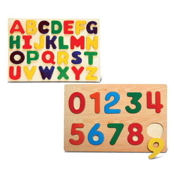 Shop Puzzled Numbers And Letters Wooden Small Educational Raised Puzzle Overstock 12851266