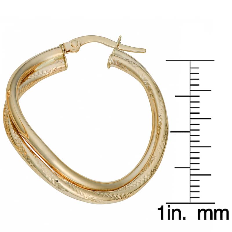 Fremada Italian 14k Yellow Gold Wavy Double Hoop Earrings
