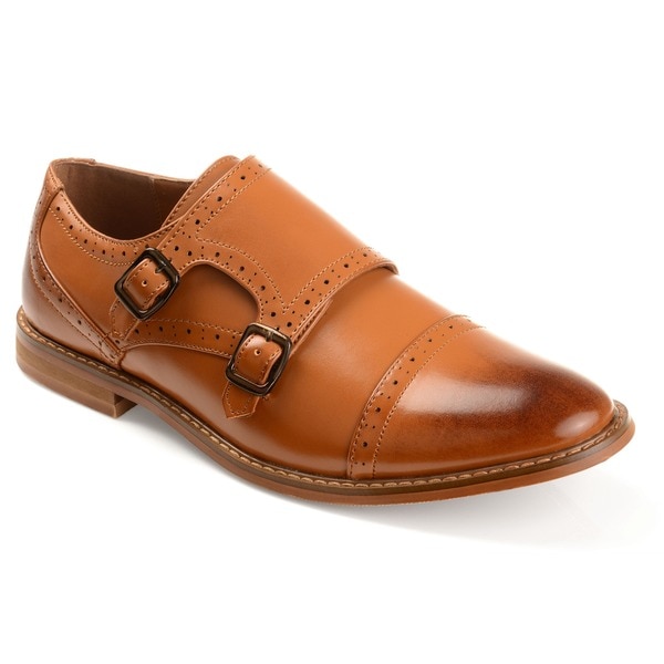 cap toe double monk strap leather dress shoes