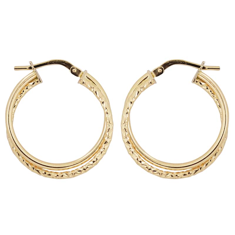 Fremada Italian 14k Yellow Gold High Polish Double Hoop Earrings