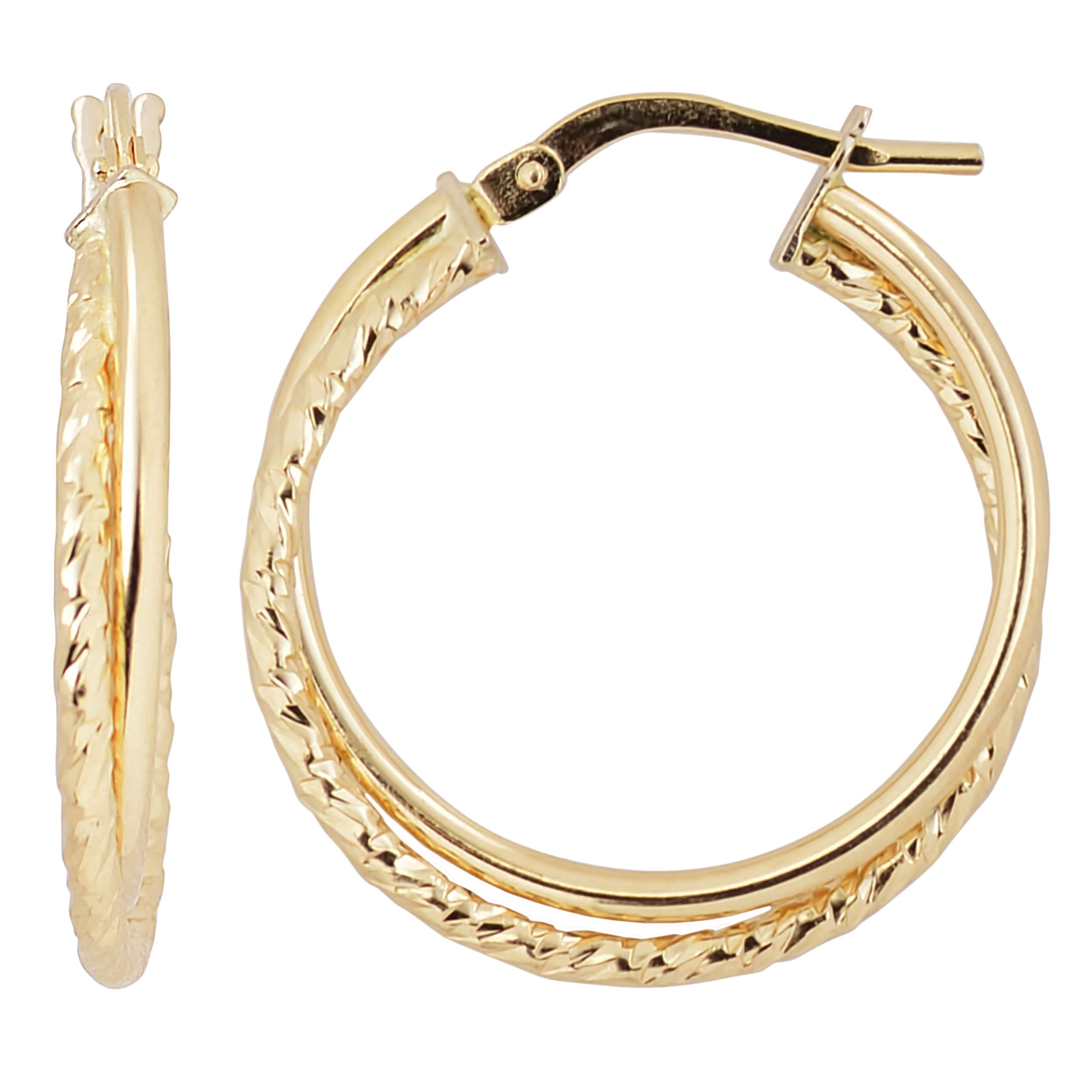 Au Naturale Italian 14k Yellow Gold High Polish Double Hoop Earrings