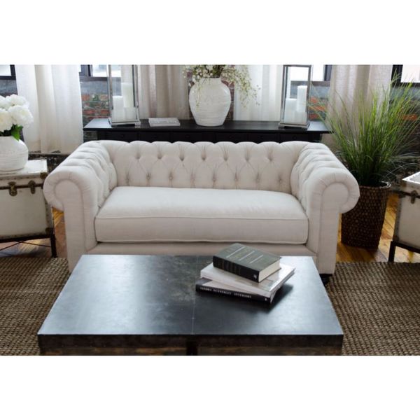 Shop Estate Seashell White Fabric Loveseat Free Shipping Today