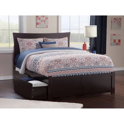 Metro Full Platform Bed with Flat Panel Foot Board and 2 Urban Bed Drawers in Espresso