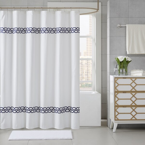 Madison Park Signature Copula Embroidered Shower Curtain 5-Color Option