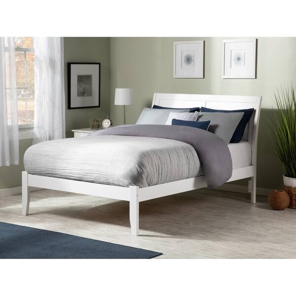 white full size platform bed