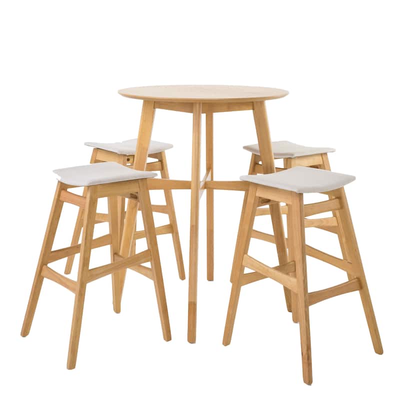 Emmaline Mid-Century 5-piece Bar Height Dining by Christopher Knight Home - Beige