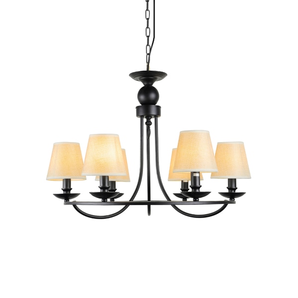 Industrial Iron 6 Light Chandelier With Fabric Shade Free Industrial Iron 6 Light Chandelier With Fabric Shade