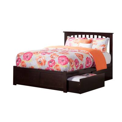 Mission Full Platform Bed with Flat Panel Foot Board and 2 Urban Bed Drawers in Espresso