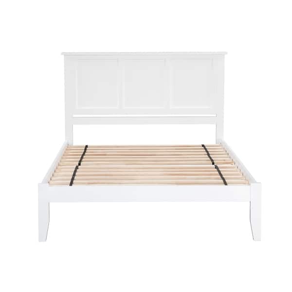 white full size bed frame with storage