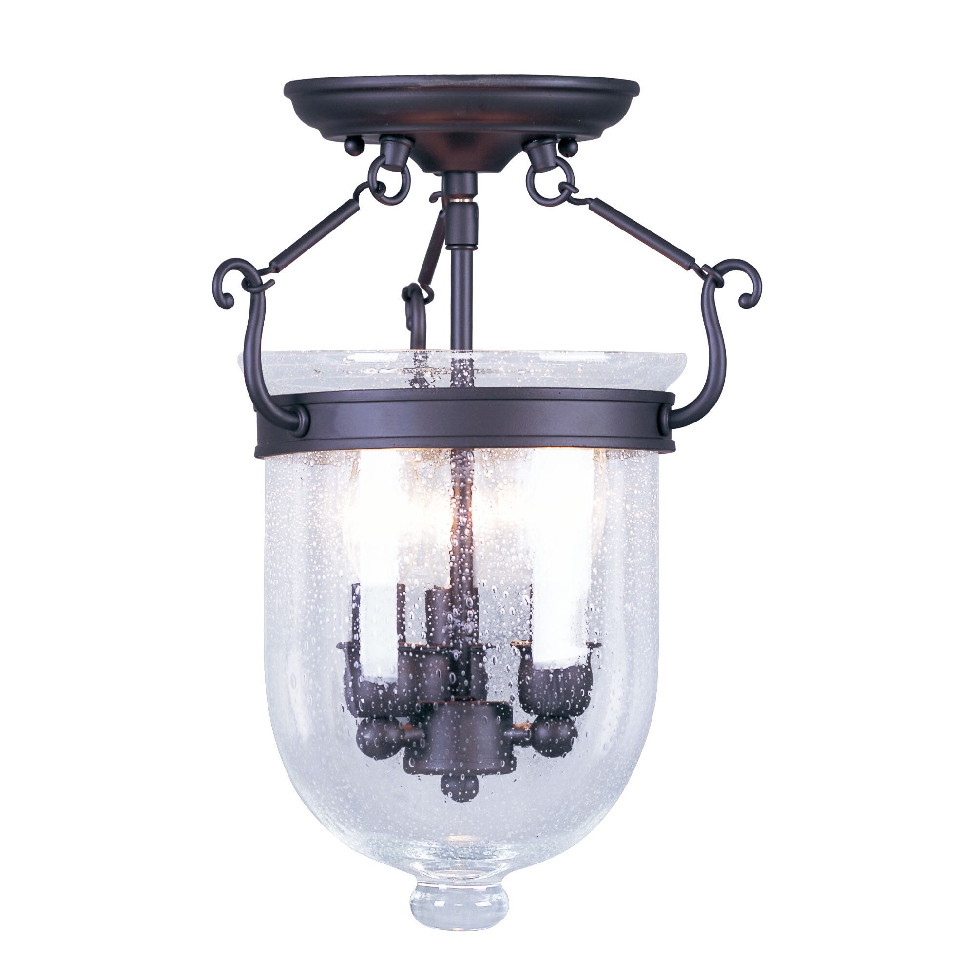 Livex Lighting Jefferson Gl And Steel 3 Light Ceiling Livex Lighting Jefferson Gl And