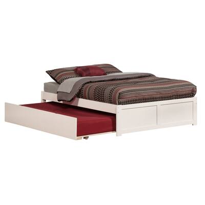 Concord Full Platform Bed with Flat Panel Foot Board and Twin Size Urban Trundle Bed in White