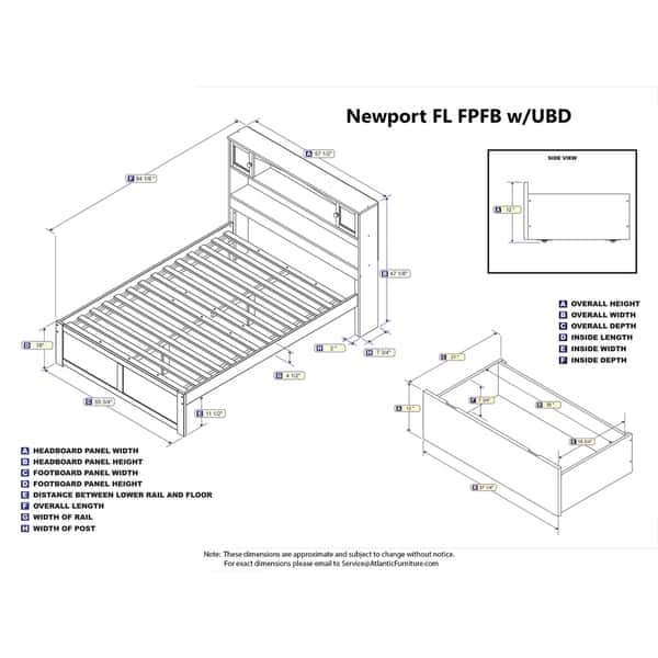 Shop Newport Full Platform Bed With Flat Panel Foot Board And 2