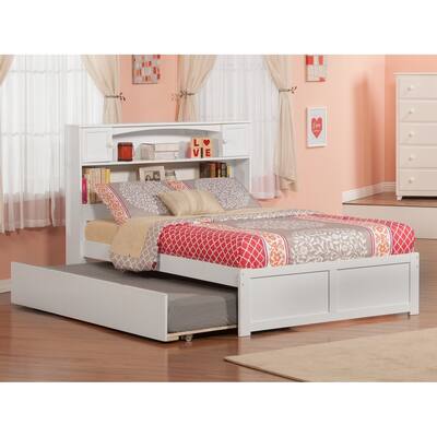 Newport White Full Platform Bed w/ Twin Trundle