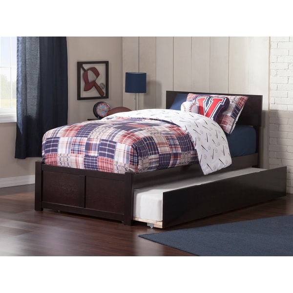 Orlando Espresso Flat Panel Foot Board Twin Bed with Urban Trundle