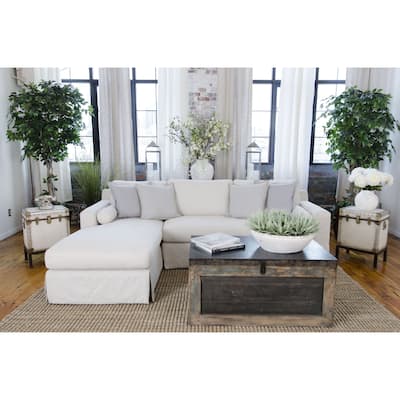 Haley Beige Upholstered Skirted Sectional Sofa