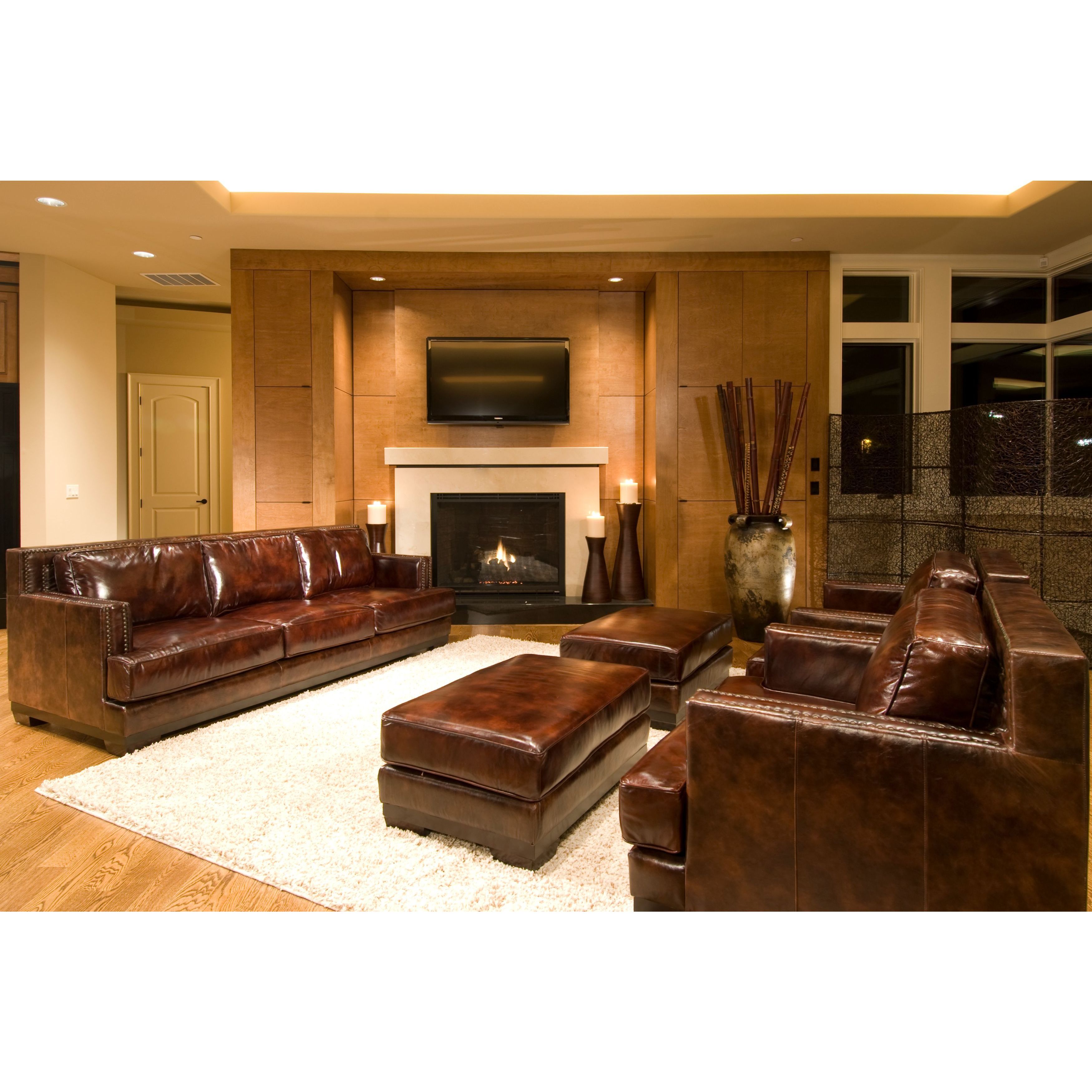 Emerson Collection Saddle Top Grain Leather 5 Piece Living Room Furniture Set Overstock 12852443