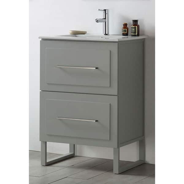 Shop Black Friday Deals On Legion Furniture Cool Grey Wood 24 Inch Ceramic Top Sink Vanity Overstock 12852517