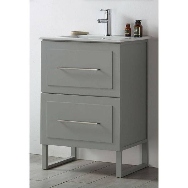 Shop Legion Furniture Cool Grey Wood 24 Inch Ceramic Top Sink