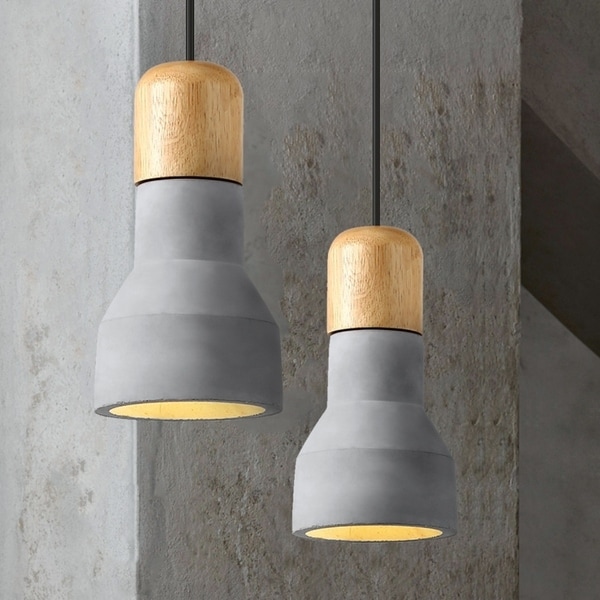 Light Society Rochester Concrete Finish Wood Mini Pendant Lamp