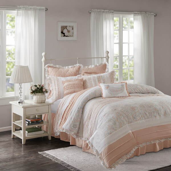 Madison Park Hilarie Pink Cotton Percale Duvet Cover Set