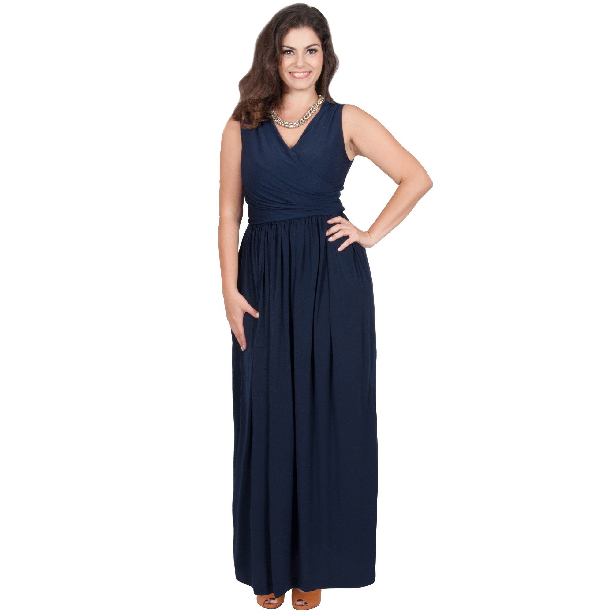 navy blue crossover dress