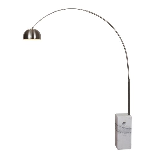 Light Society SoHo Modern Nickel Stainless Steel/Marble Arc Floor Lamp