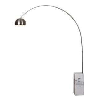 Light Society SoHo Modern Nickel Stainless Steel/Marble Arc Floor Lamp