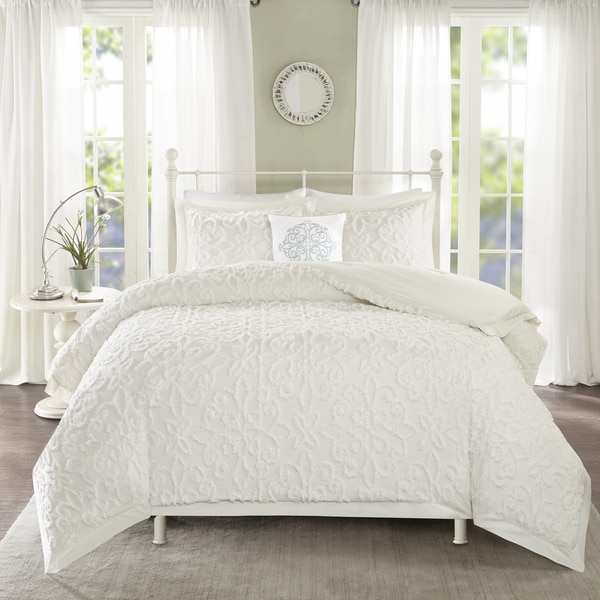 Madison Park Sarah White Tufted Comforter 4 Piece Set