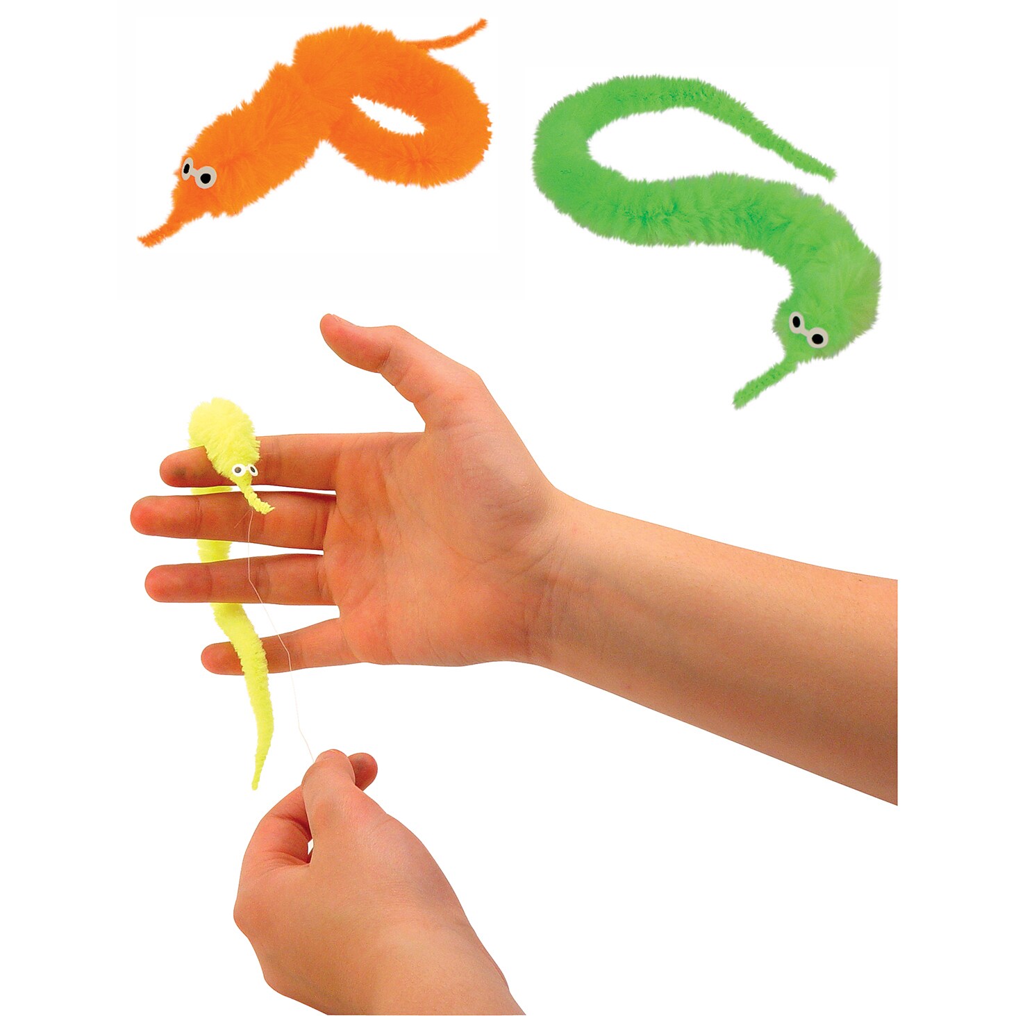 worm toy with invisible string