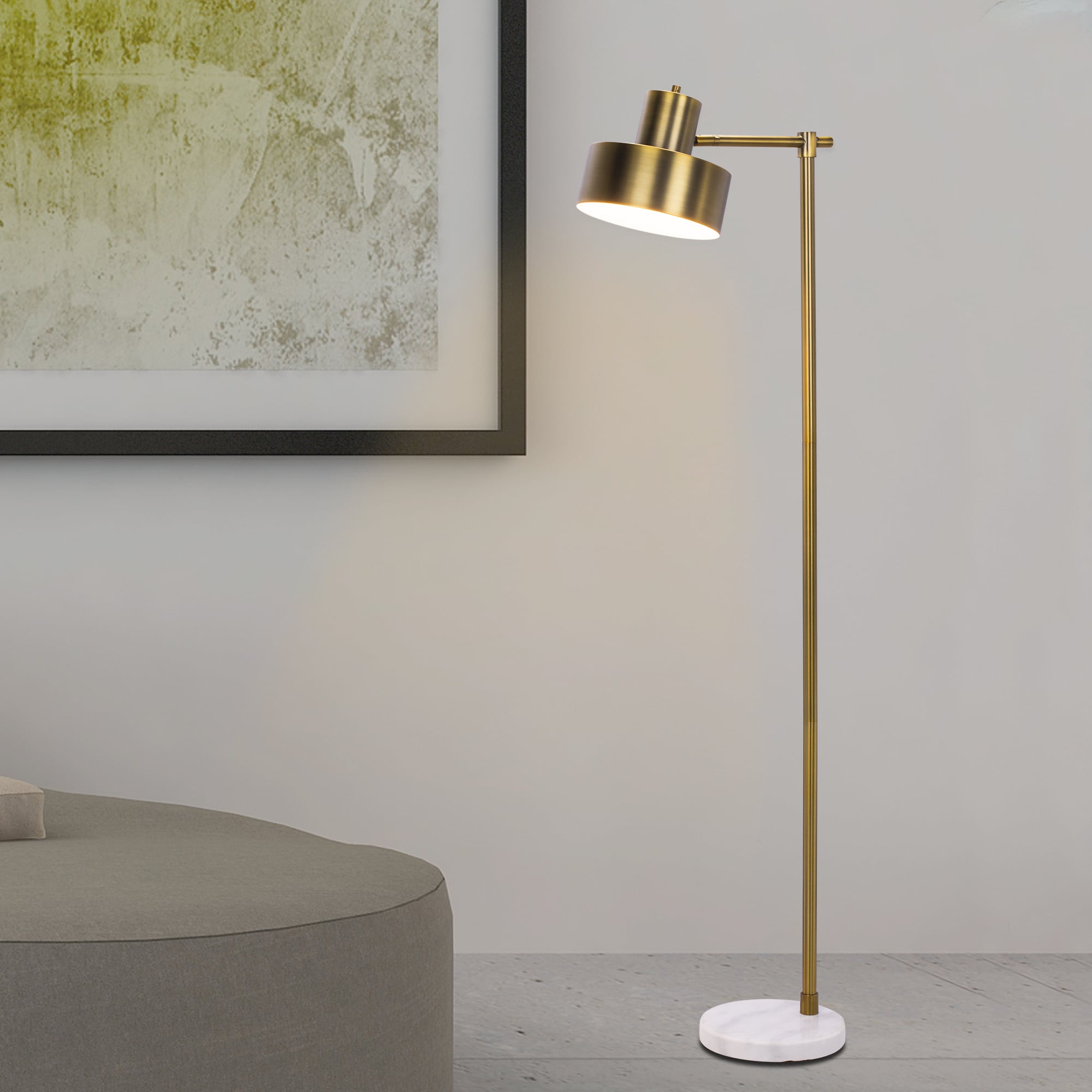 marble and brass floor lamp