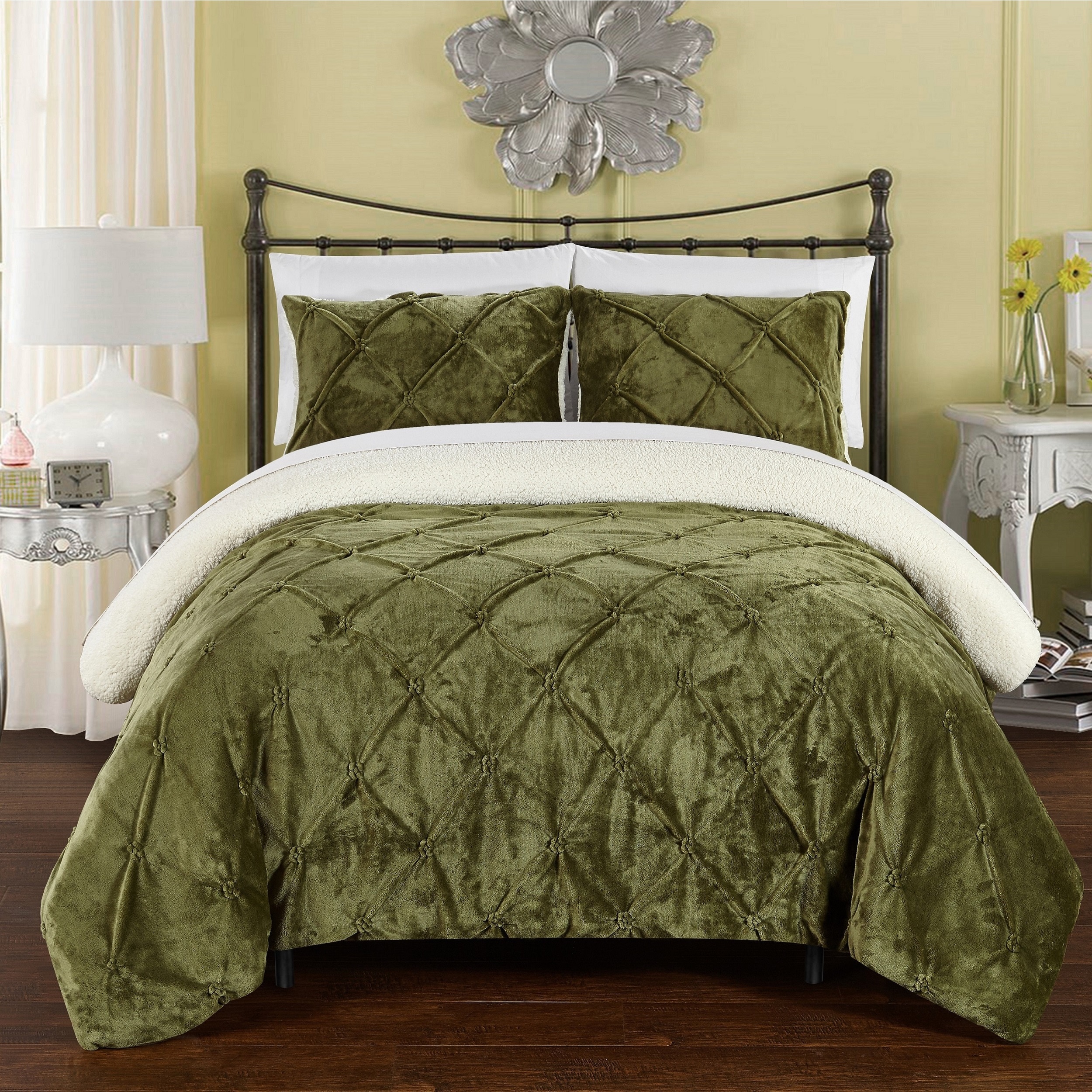 green comforter sets queen size