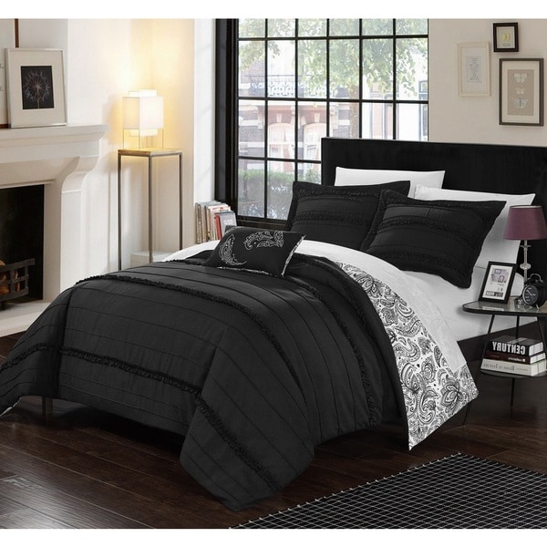 Chic Home 8-Piece Atticus Bed-In-A-Bag Black Duvet Set