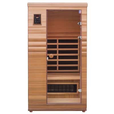 Health Mate Renew I Infrared 1 Person Canadian Western Red Cedar Sauna / HM-BSE-1-BT-CL