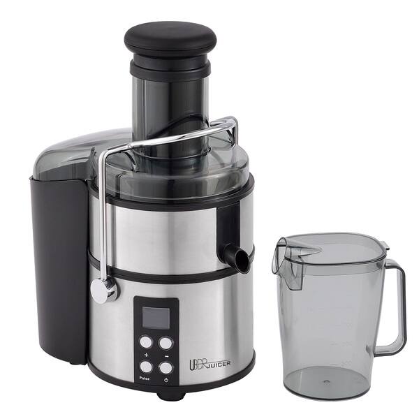 slide 1 of 5, Uber Appliance UB-CJE Uber Juicer Electric Centerfuigal Juice Extractor 800W 4-Speed Digital Display Juicer Stainless Steel
