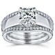 preview thumbnail 1 of 5, Annello by Kobelli 14k White Gold 1 2/5ct TGW Cushion Cut Moissanite Solitaire and Diamond Double Band (GH/VS, GH/I)